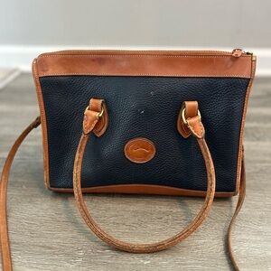 Classic Black and Tan Leather Handbag